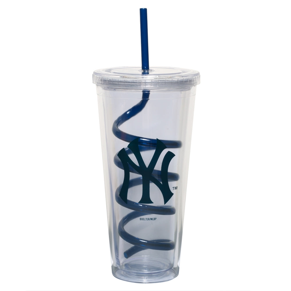 New York Yankees - Logo 22 oz Acrylic Tumbler With Swirl Straw Travel Mugs Old Glory OS Blue 