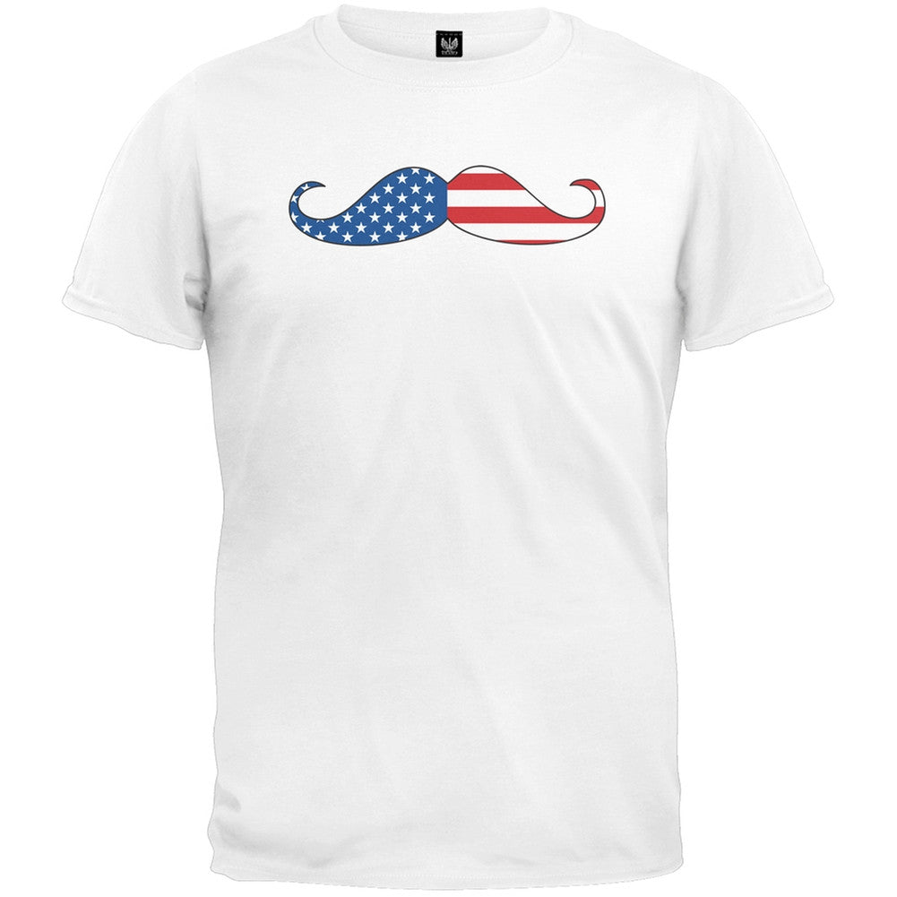 America Mustache T-Shirt Men's T-Shirts Old Glory 2XL White 