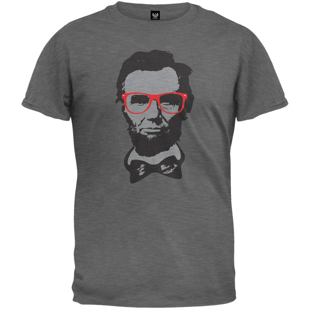 Abraham Lincoln Geek Glasses T-Shirt Men's T-Shirts Old Glory 2XL Grey 