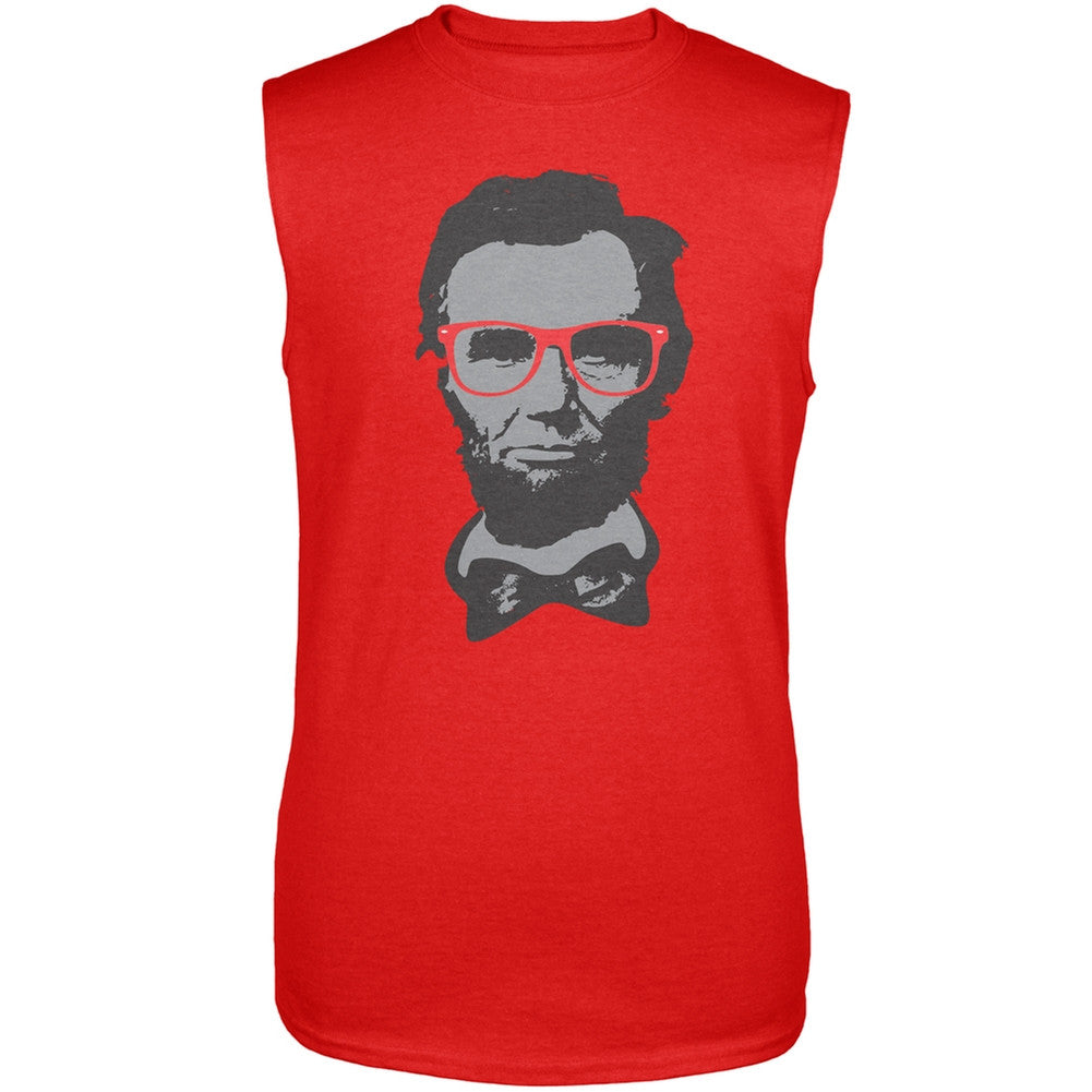 Abraham Lincoln Geek Glasses Sleeveless T-Shirt Men's T-Shirts Old Glory 2XL Red 