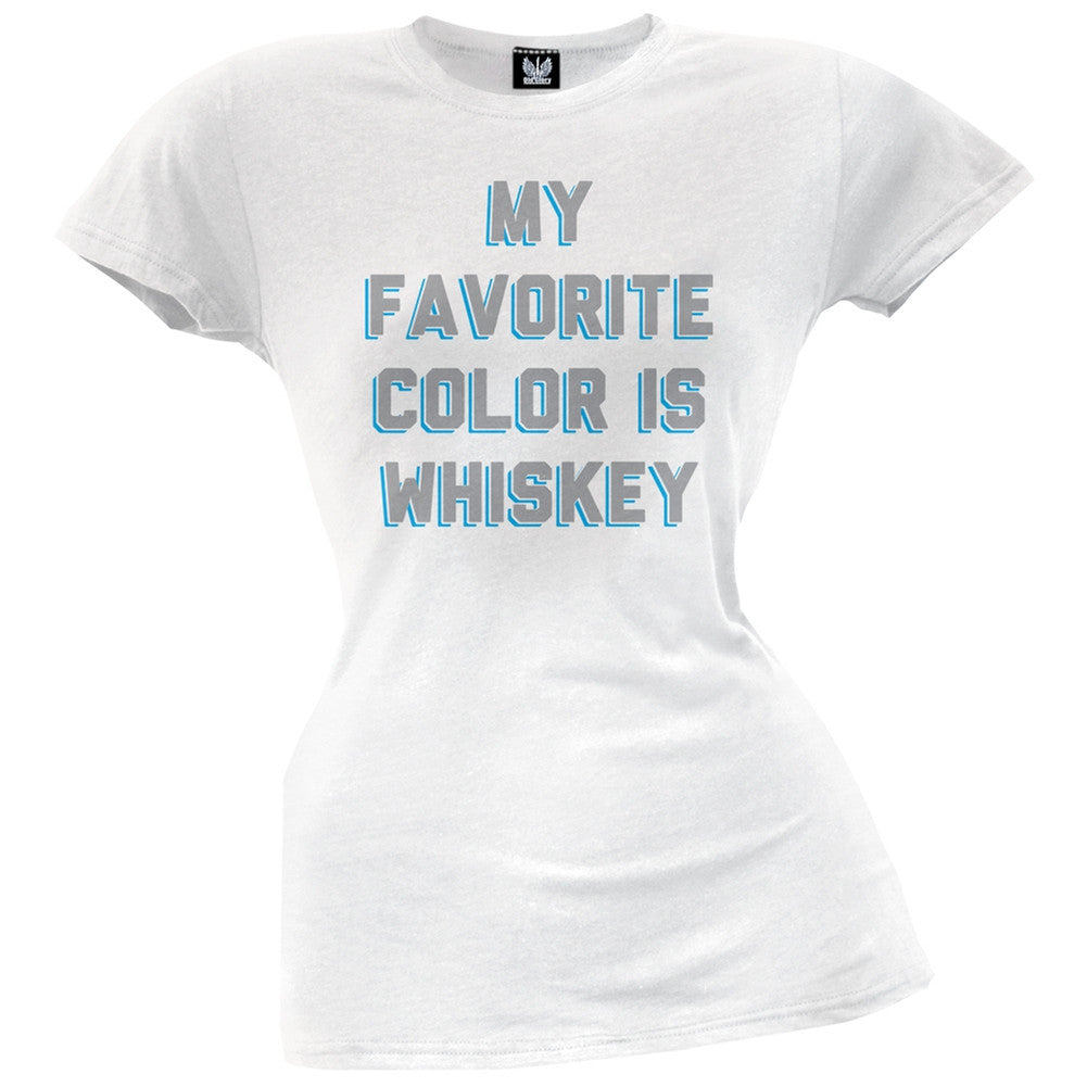 My Favorite Color is Whiskey Juniors T-Shirt Juniors T-Shirts Old Glory SM White 