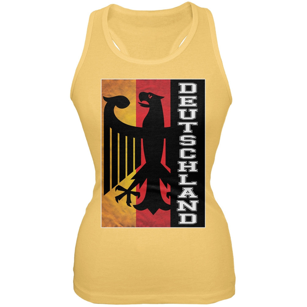 World Cup Germany Eagle Silhouette Yellow Juniors Tank Top Juniors Tank Tops FIFA LG Yellow 