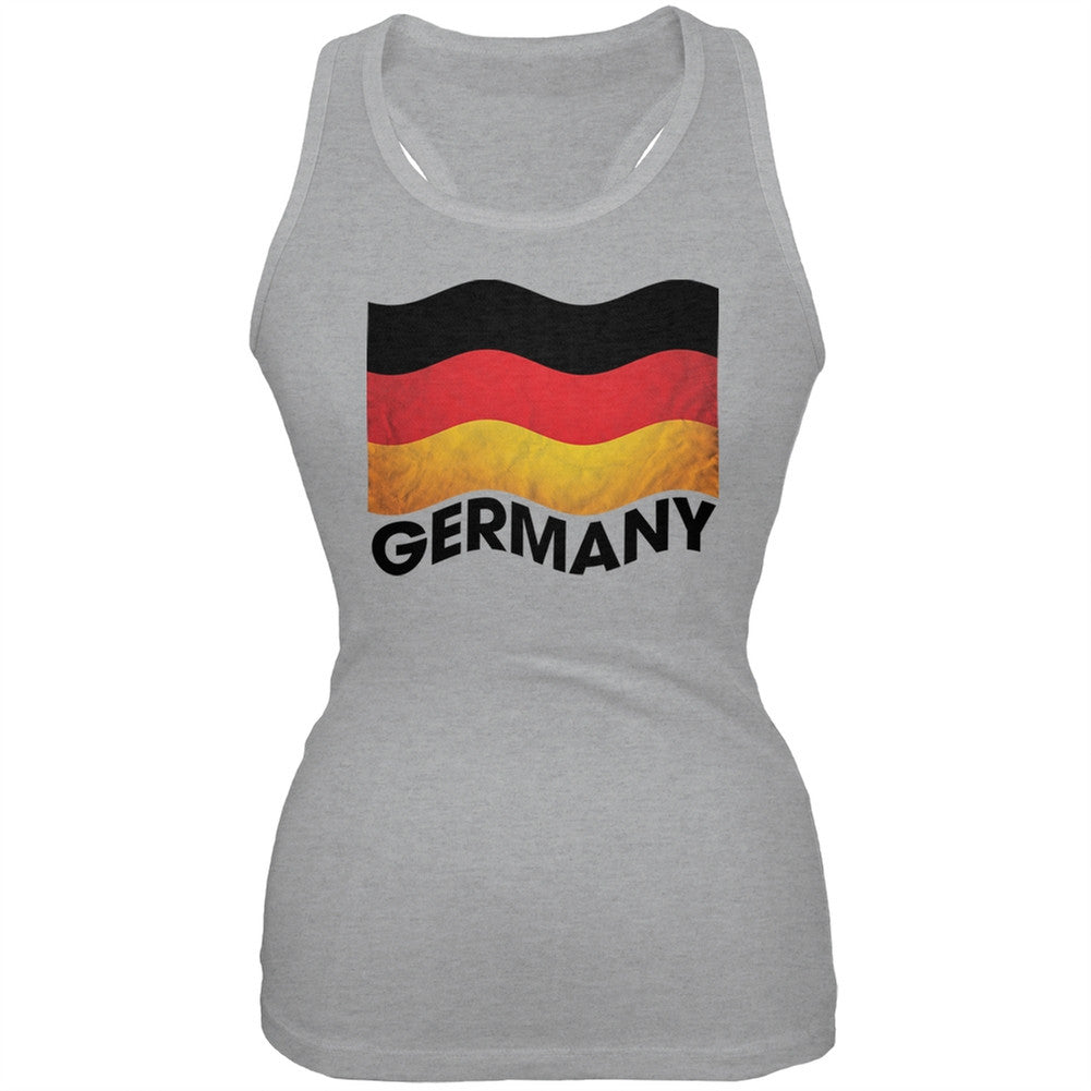 World Cup Germany German Waving Flag Sport Grey Juniors Tank Top Juniors Tank Tops FIFA LG Grey 