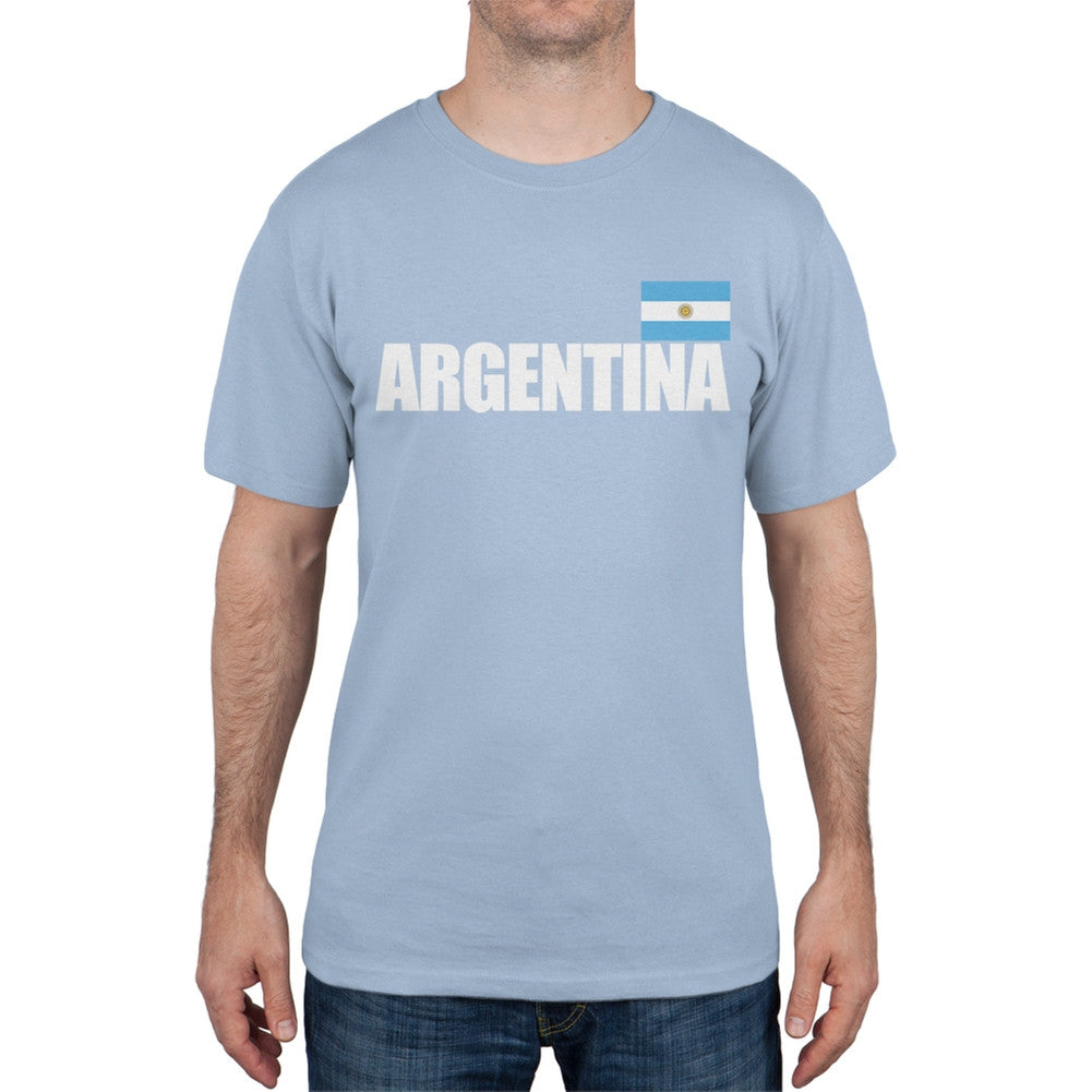 World Cup Argentina Flag & Letters Black Soccer T-Shirt Men's T-Shirts FIFA   