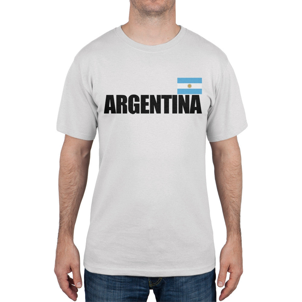 World Cup Argentina Flag & Letters Black Soccer T-Shirt Men's T-Shirts FIFA   