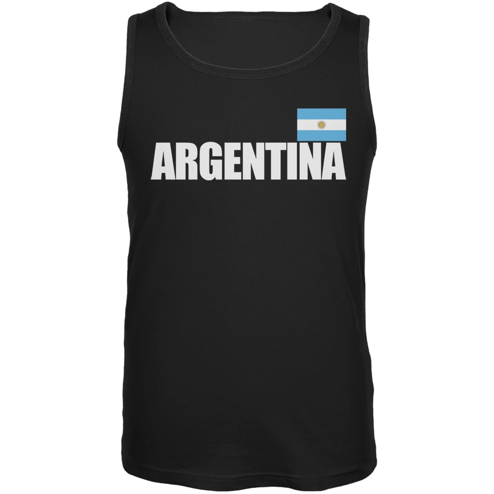 World Cup Argentina Flag & Letters Black Soccer Tank Top Men's Tank Tops FIFA 2XL Black 