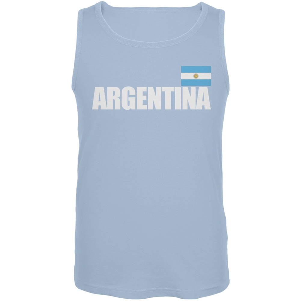 World Cup Argentina Flag & Letters Light Blue Soccer Tank Top Men's Tank Tops FIFA 2XL Blue 