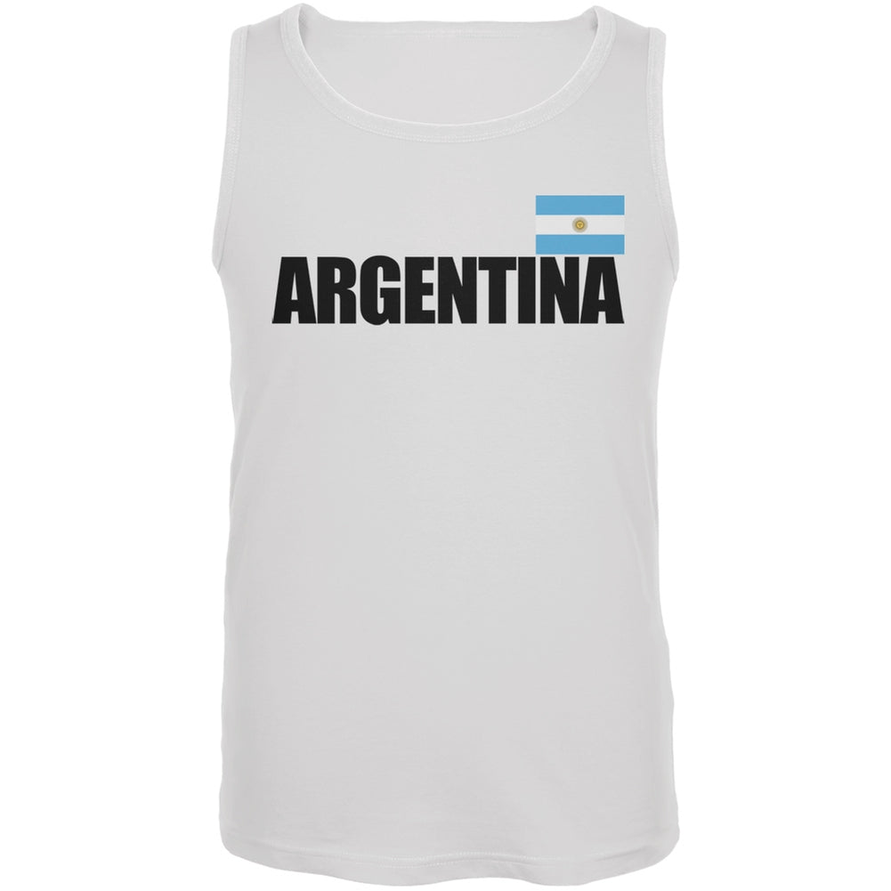 World Cup Argentina Flag & Letters White Soccer Tank Top Men's Tank Tops FIFA 2XL White 