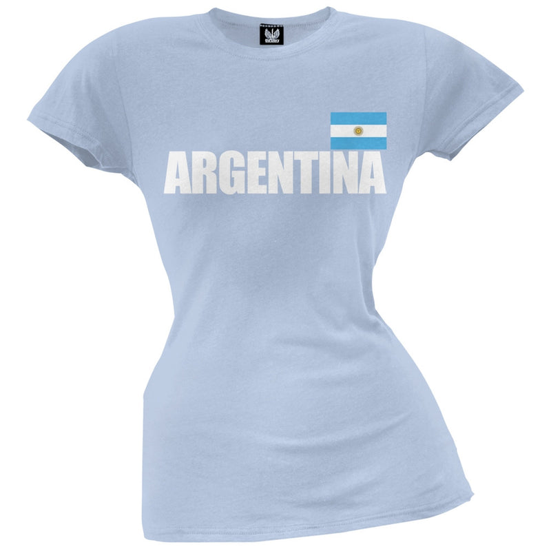 World Cup Argentina Flag & Letters Black Soccer Juniors T-Shirt Juniors T-Shirts FIFA   