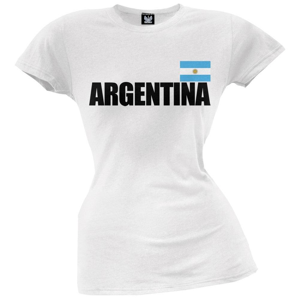 World Cup Argentina Flag & Letters Black Soccer Juniors T-Shirt Juniors T-Shirts FIFA   