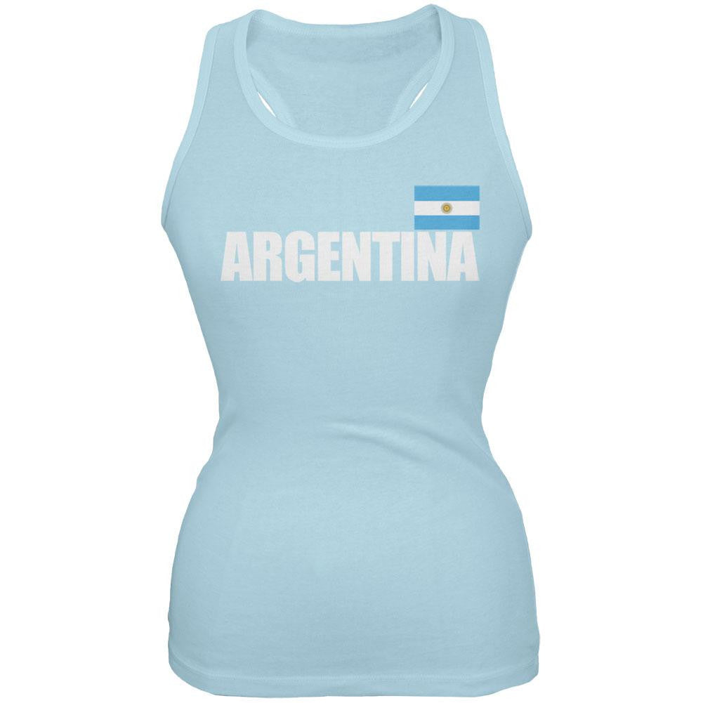 World Cup Argentina Flag & Letters Black Soccer Juniors Tank Top Juniors Tank Tops FIFA   