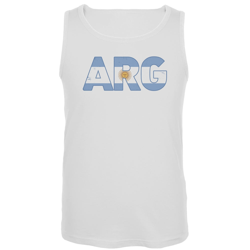 World Cup ARG Argentina Distressed Tank Top Men's Tank Tops FIFA 2XL White 