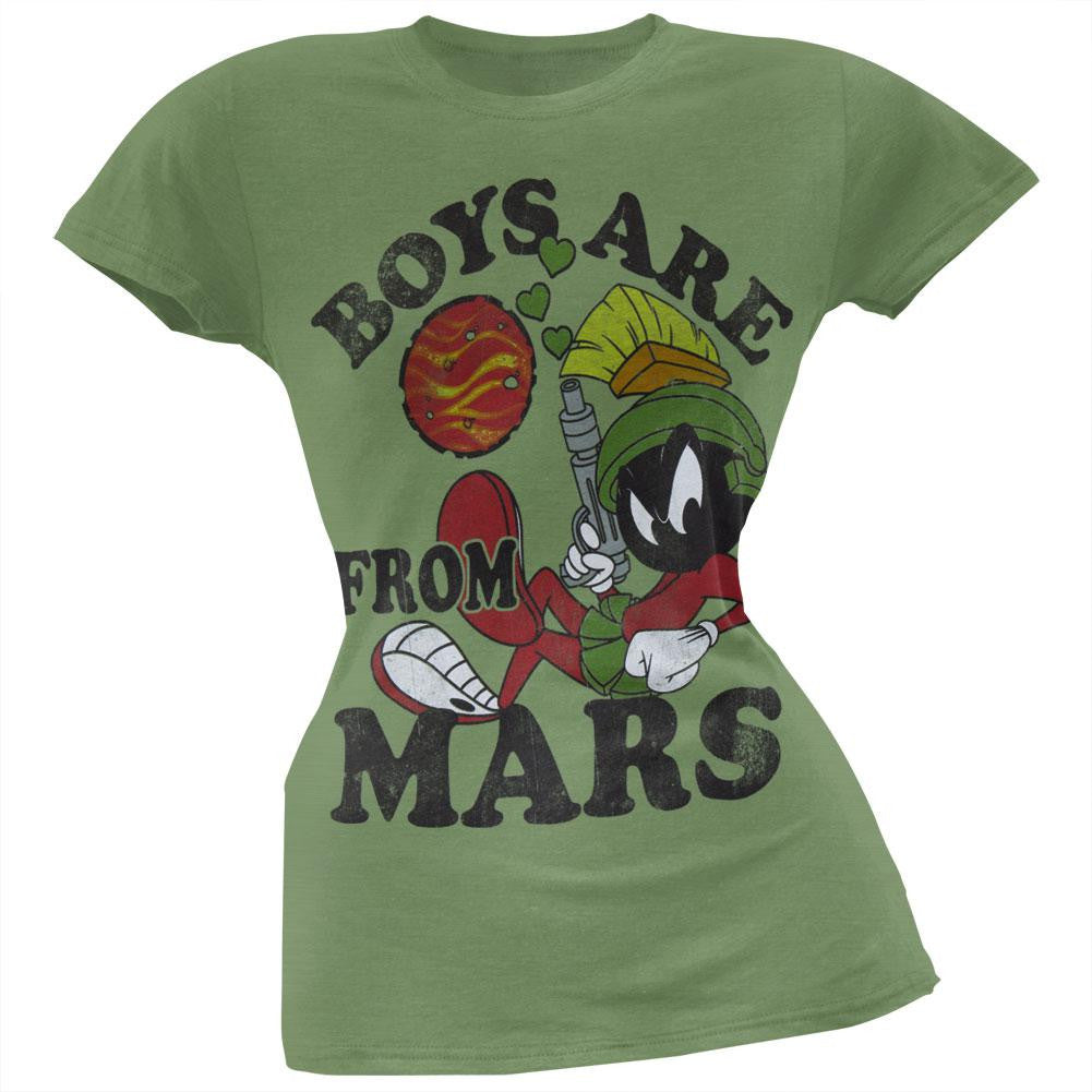 Marvin the Martian - Boys Are From Mars Juniors T-Shirt Juniors T-Shirts Marvin the Martian SM Green