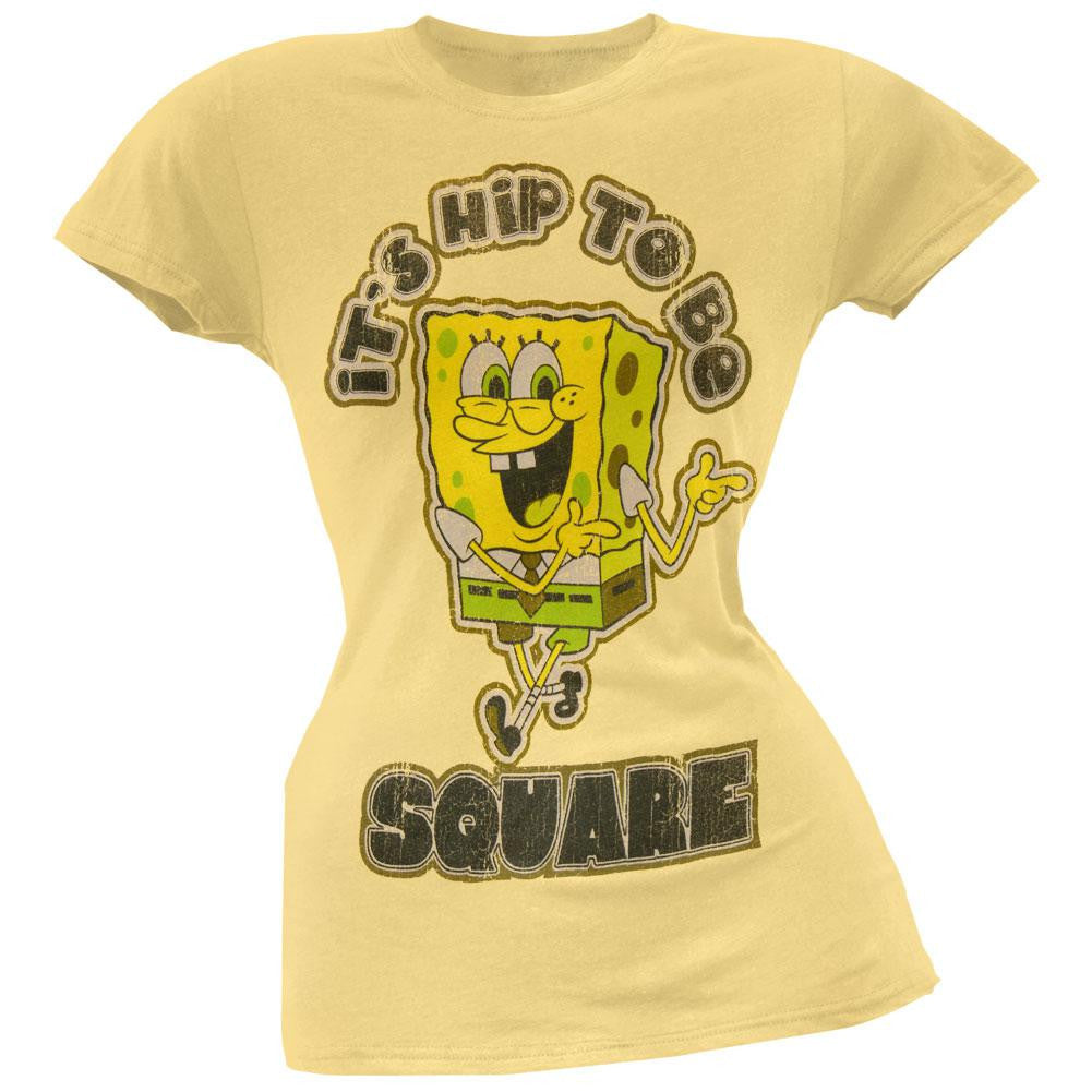 Spongebob Squarepants - It's Hip To Be Square Juniors T-Shirt Juniors T-Shirts Spongebob Squarepants SM Yellow 