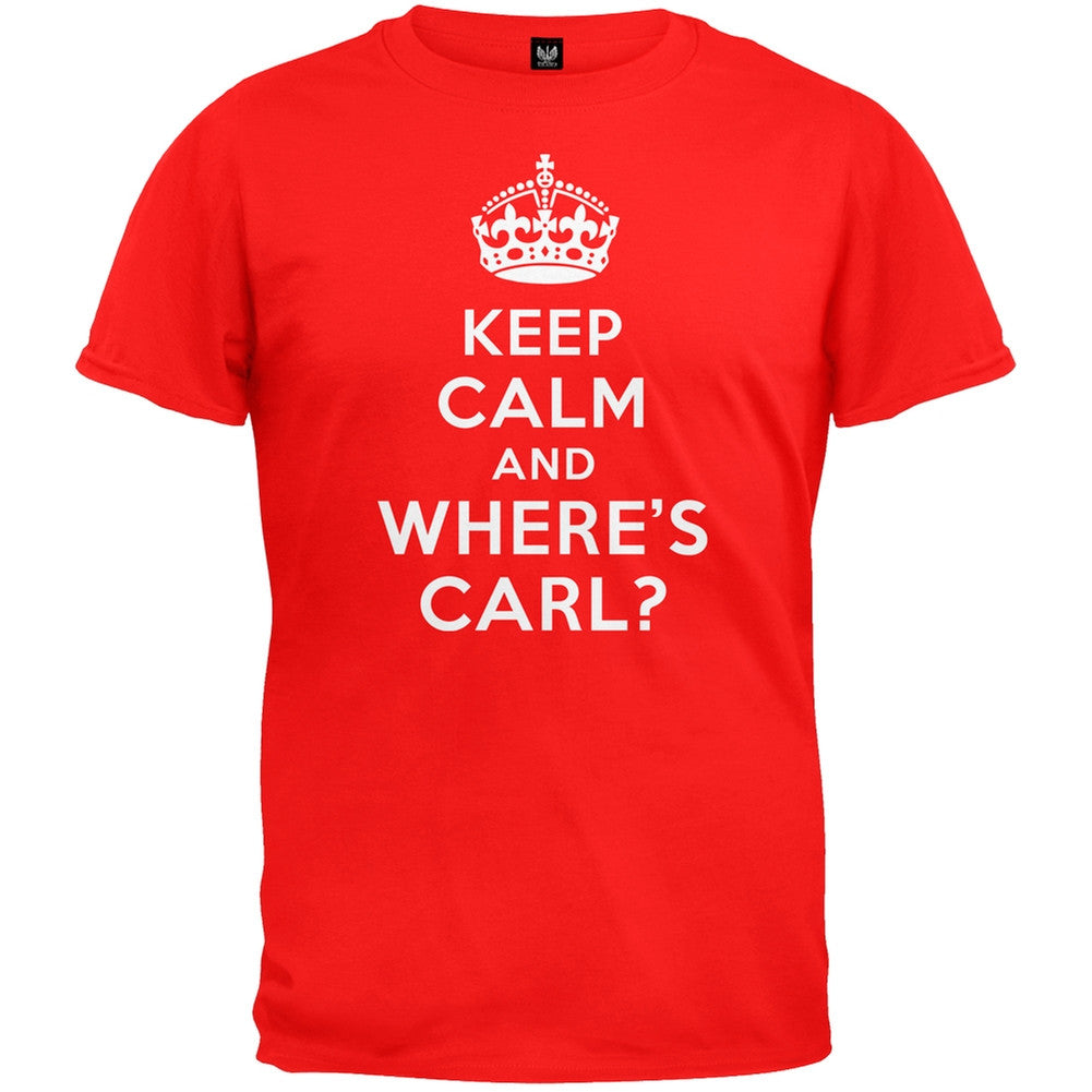 Keep Calm and Where's Carl T-Shirt Men's T-Shirts Old Glory 2XL Red 