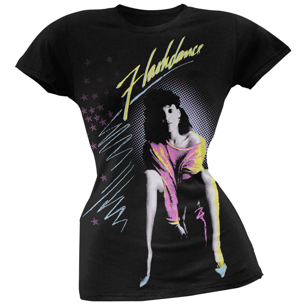 Flashdance - Vibrant Poster Juniors T-Shirt Juniors T-Shirts Flashdance SM Black 