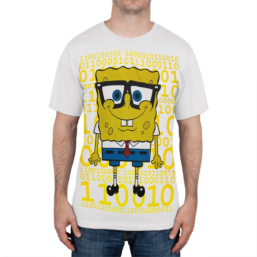 Spongebob Squarepants - Digital Nerdy Spongebob T-Shirt Men's T-Shirts Spongebob Squarepants SM White 