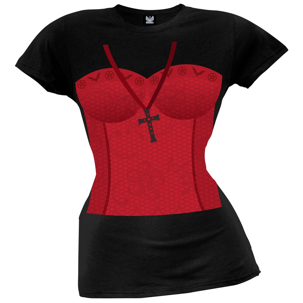 Sexy Vampire Costume Black Juniors T-Shirt Juniors T-Shirts Old Glory   