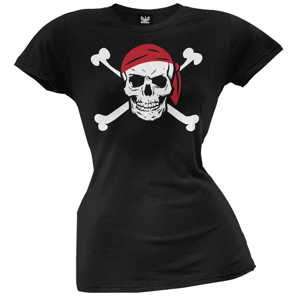 Halloween Jolly Roger Pirate Costume Juniors T-Shirt Juniors T-Shirts Old Glory   