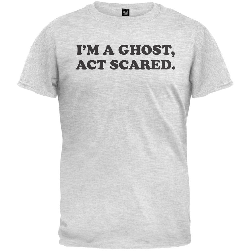 Halloween Costume I'm a Ghost Act Scared Mens T Shirt - Light Grey Men's T-Shirts Old Glory   