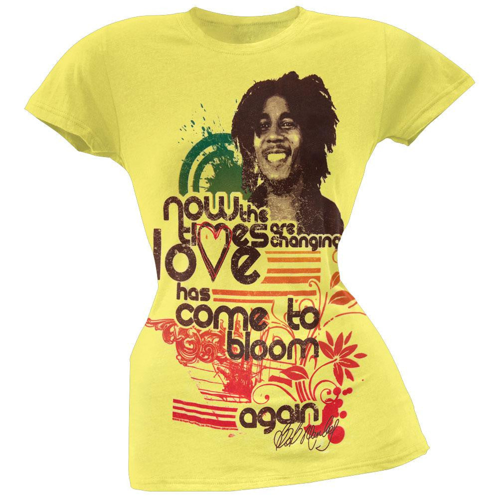 Bob Marley - Love Has Come to Bloom Juniors T-Shirt Juniors T-Shirts Bob Marley SM Yellow