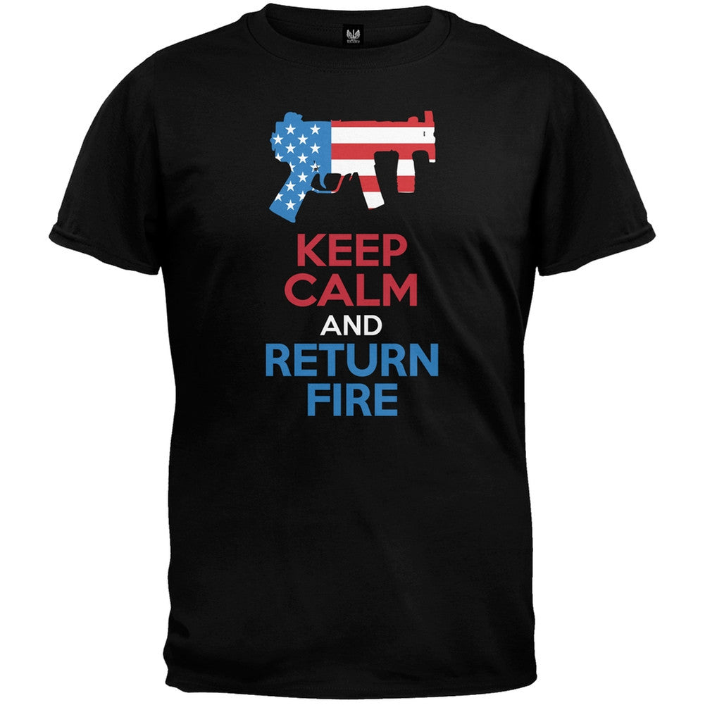 Keep Calm and Return Fire Submachine Gun T-Shirt Men's T-Shirts Old Glory   