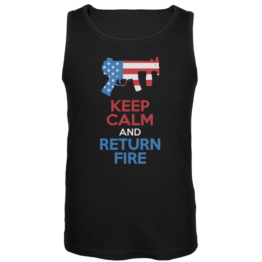 Keep Calm and Return Fire Submachine Gun Tank Top Men's Tank Tops Old Glory 2XL Black 