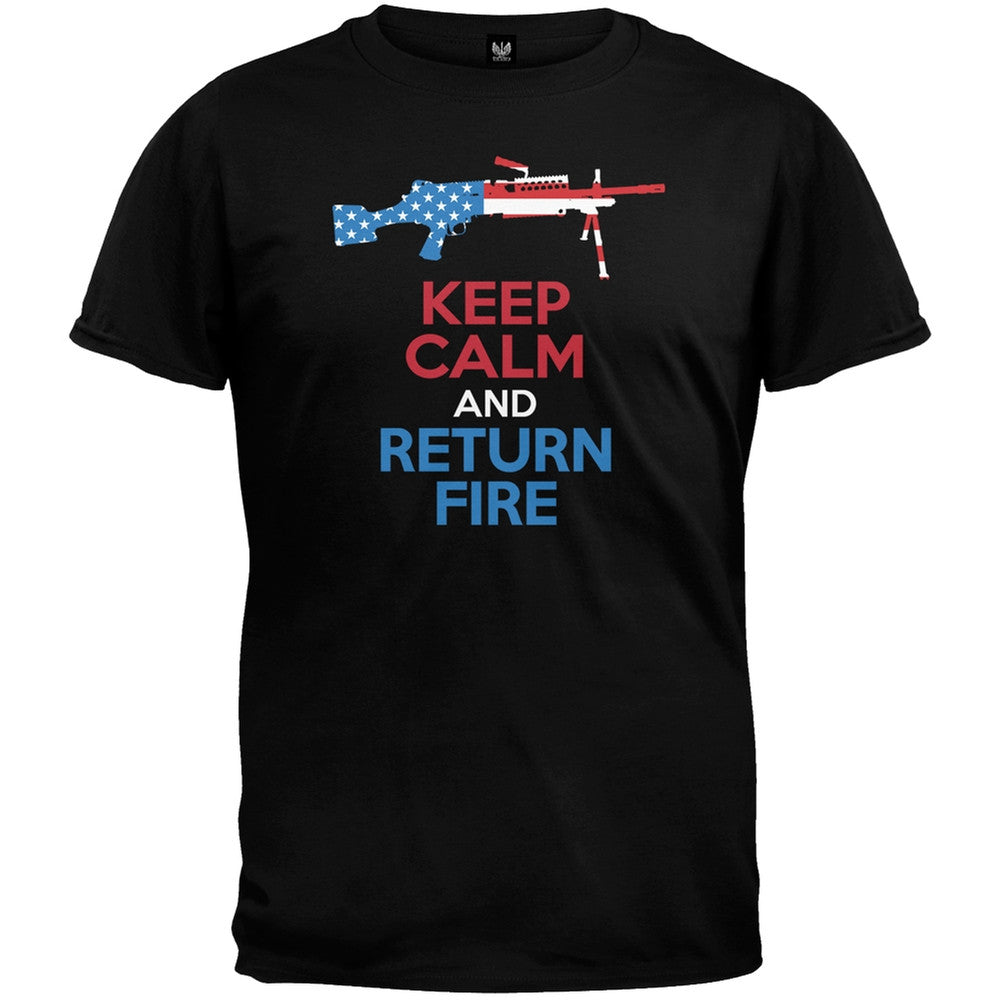 Keep Calm and Return Fire SAW Sleeveless Shirt Men's T-Shirts Old Glory   