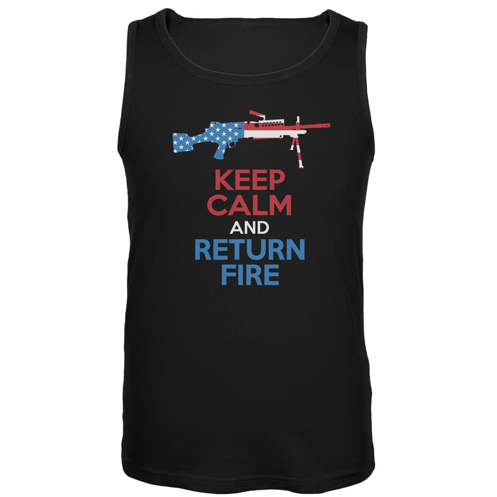 Keep Calm and Return Fire SAW Tank Top Men's Tank Tops Old Glory 2XL Black 