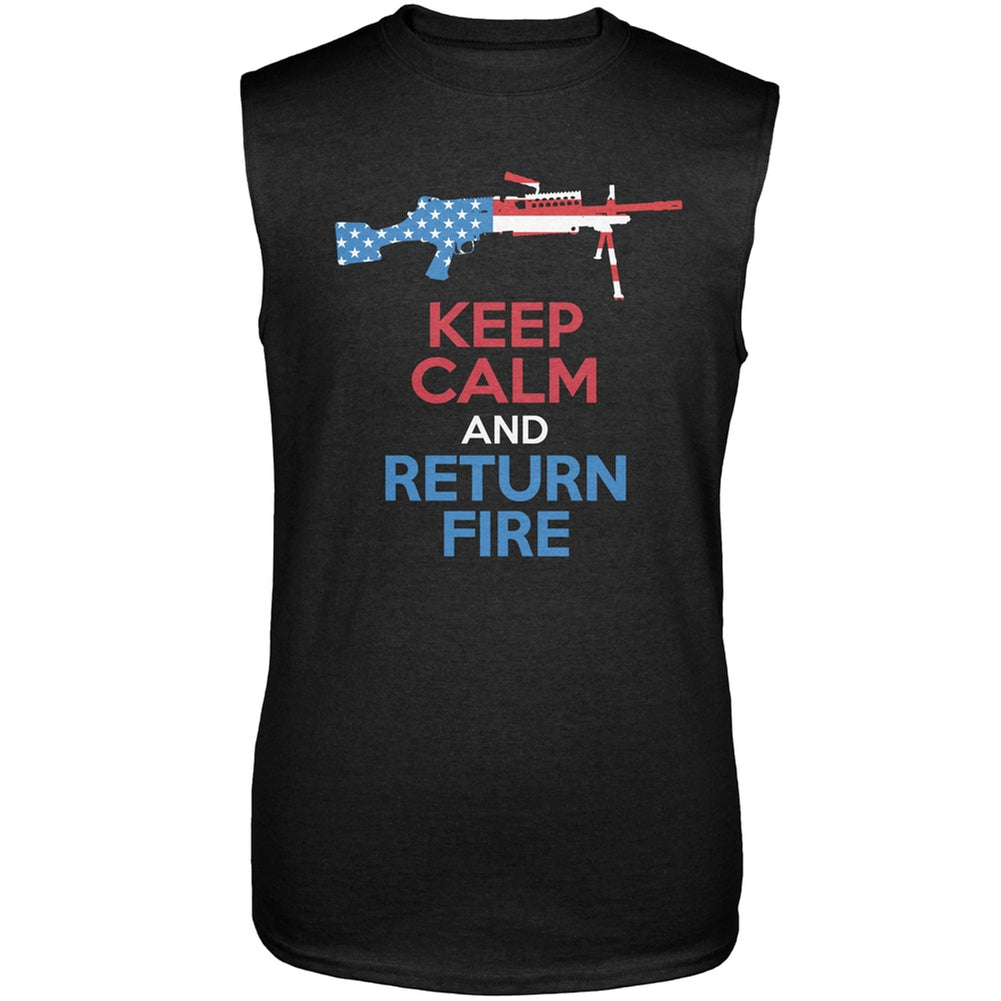 Keep Calm and Return Fire SAW Sleeveless Shirt Men's T-Shirts Old Glory 2XL Black 