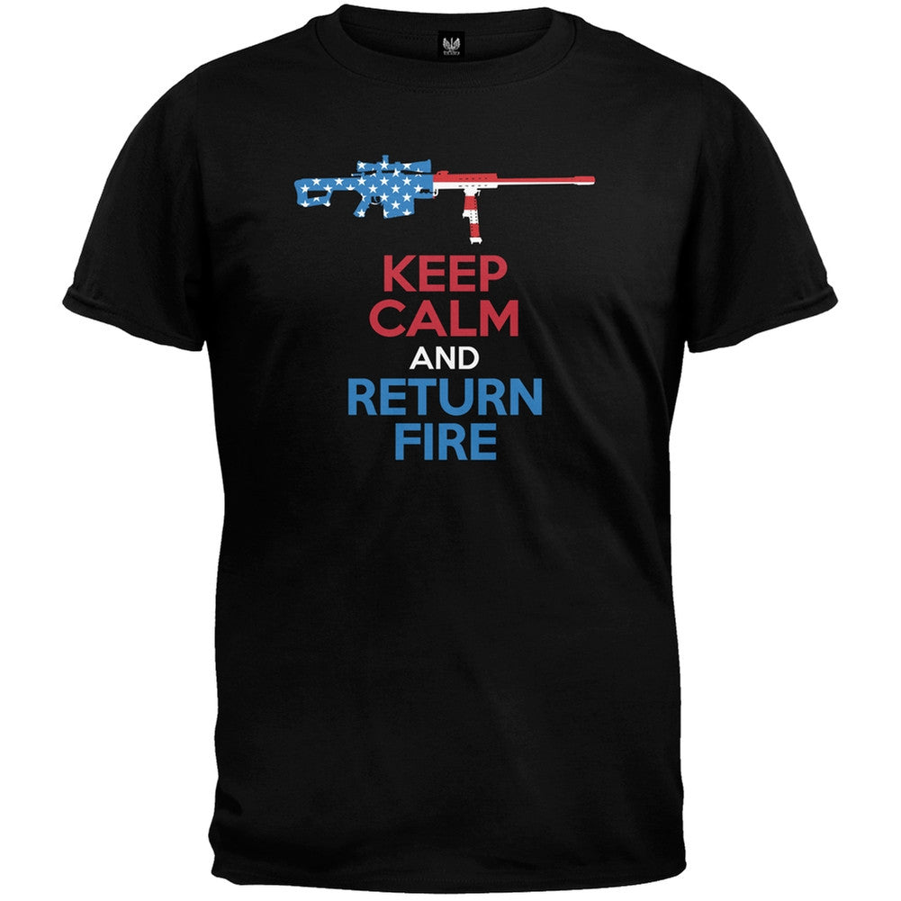 Keep Calm and Return Fire 50 CAL T-Shirt Men's T-Shirts Old Glory   