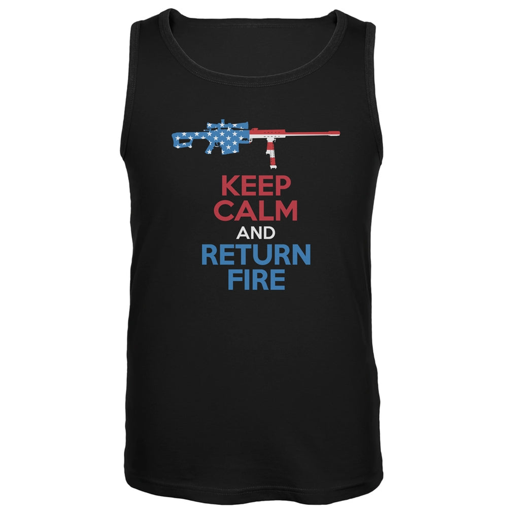 Keep Calm and Return Fire 50 CAL Tank Top Men's Tank Tops Old Glory 2XL Black 