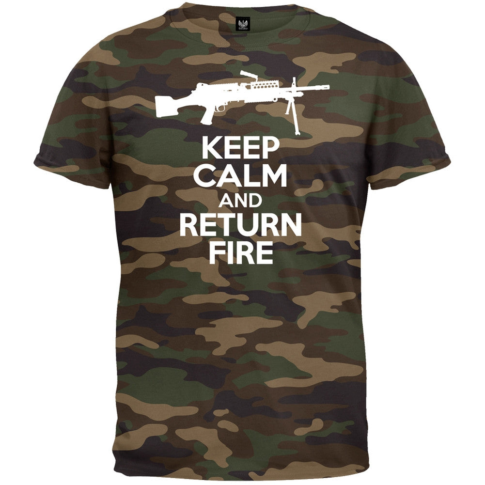 Keep Calm and Return Fire SAW Sleeveless Shirt Men's T-Shirts Old Glory   