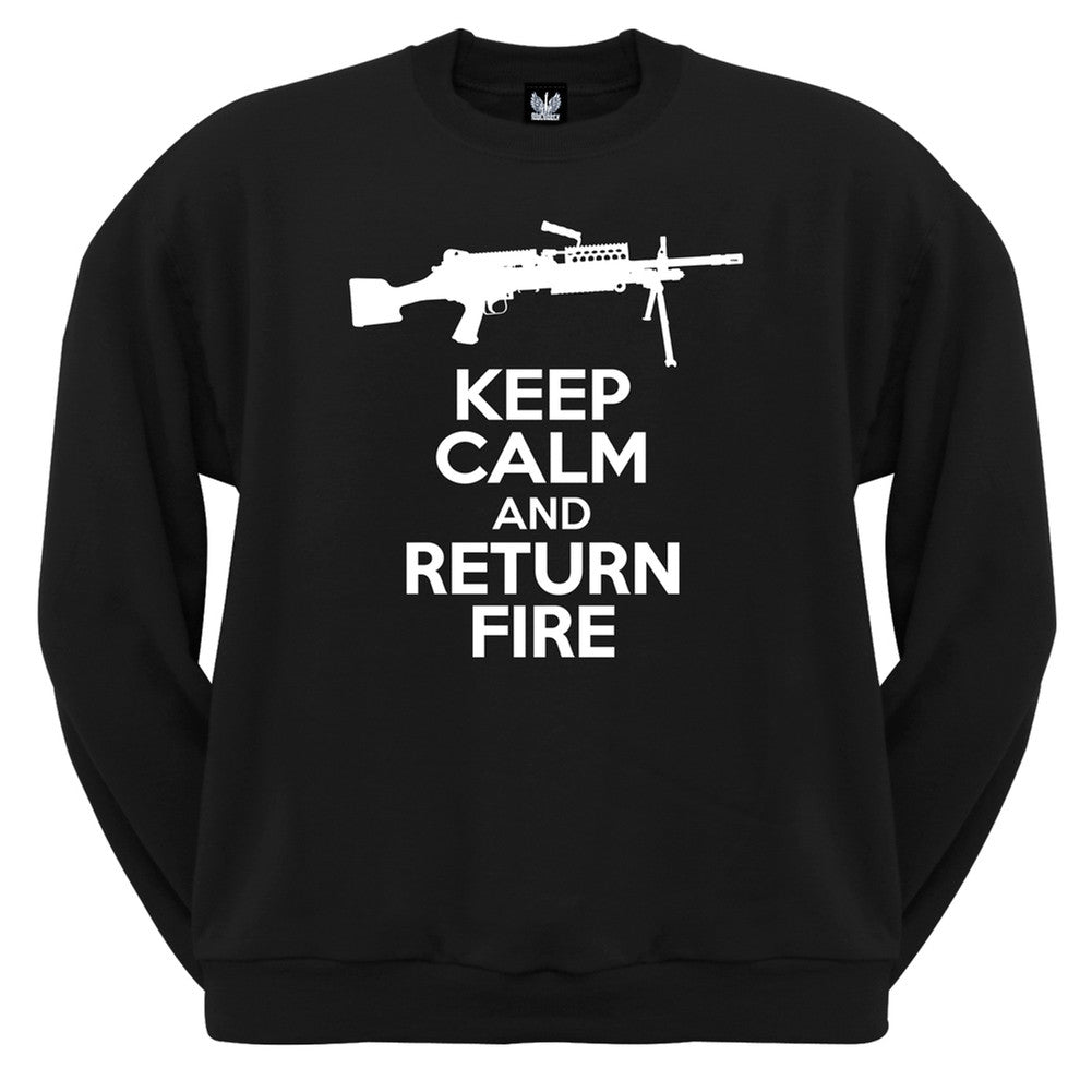 Keep Calm and Return Fire SAW Black Adult Sweatshirt Men's Sweatshirts Old Glory   