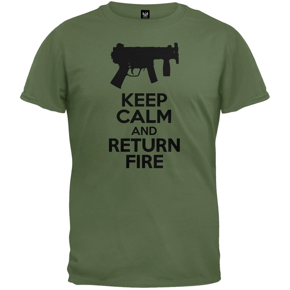 Keep Calm and Return Fire Submachine Gun T-Shirt Men's T-Shirts Old Glory   