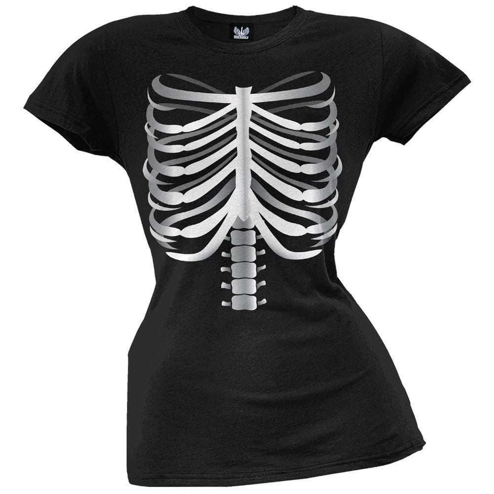 Skeleton Cage 3D Juniors Costume T-Shirt Juniors T-Shirts Old Glory   