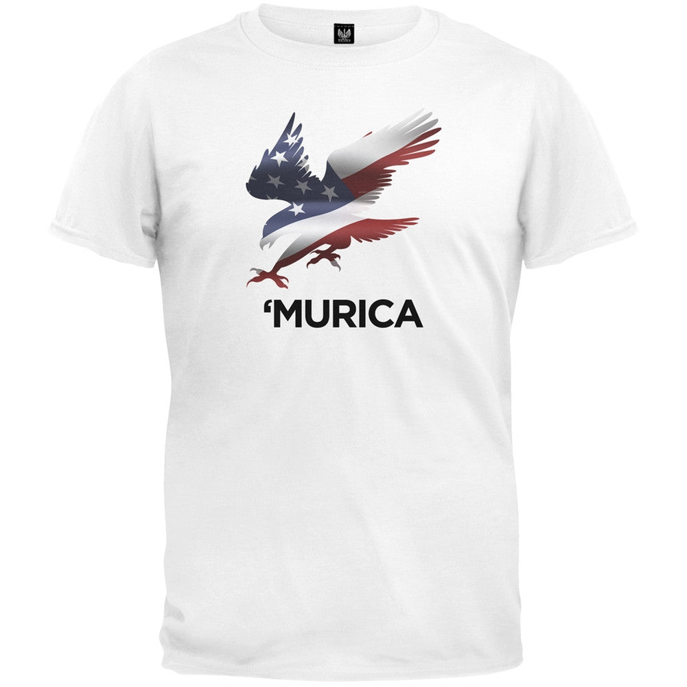 Murica Eagle White T-Shirt Men's T-Shirts Old Glory 2XL White 