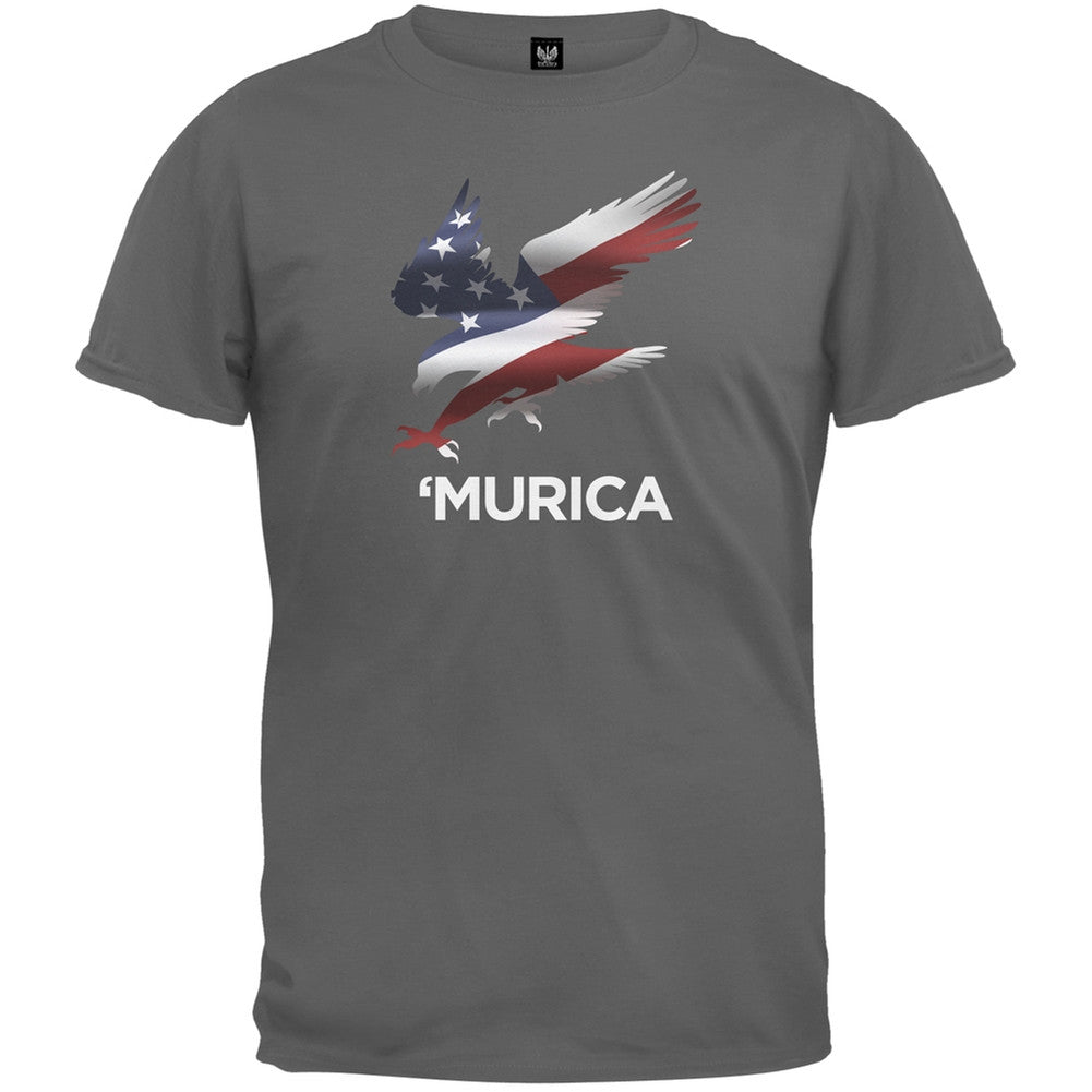 Murica Eagle White T-Shirt Men's T-Shirts Old Glory 2XL Grey 