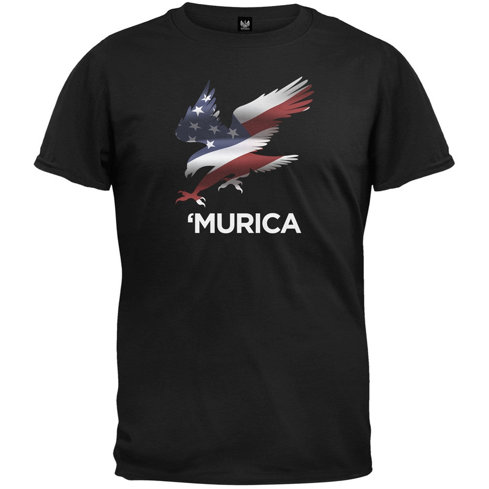 Murica Eagle White T-Shirt Men's T-Shirts Old Glory 2XL Black 