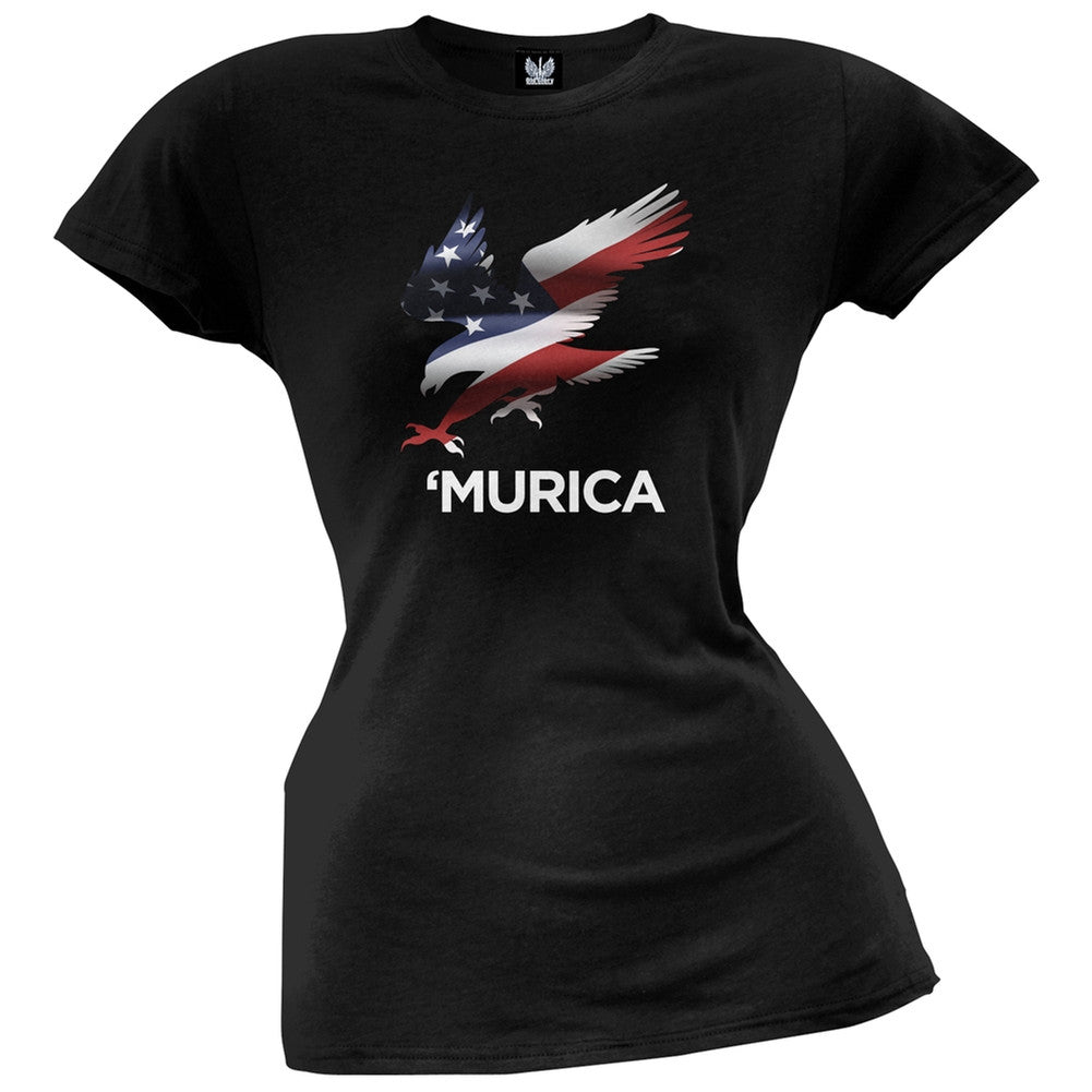 Murica Eagle Juniors T-Shirt Juniors T-Shirts Old Glory 2XL Black 