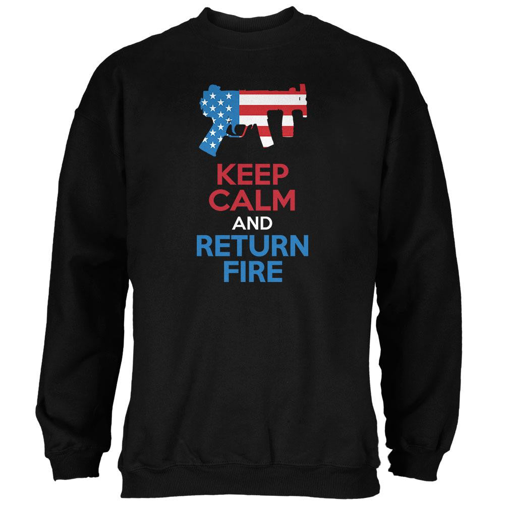 Keep Calm and Return Fire Submachine Gun Sweatshirt Men's Sweatshirts Old Glory 2XL Black 