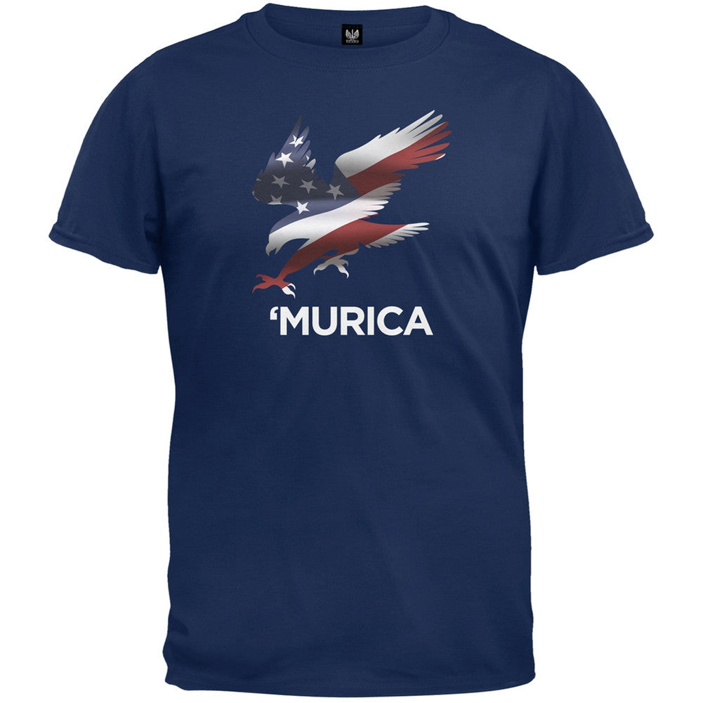 Murica Eagle White T-Shirt Men's T-Shirts Old Glory 2XL Dark Blue 