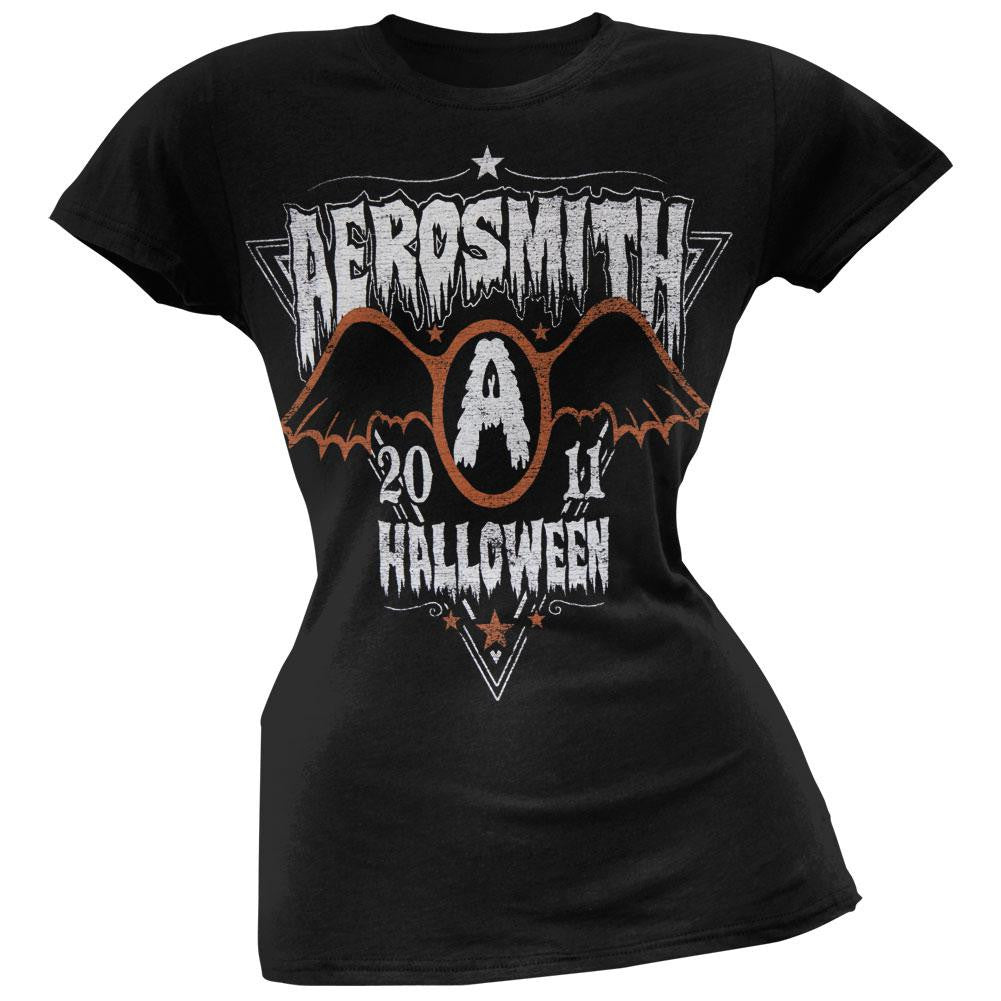 Aerosmith - Halloween 2011 Juniors T-Shirt Juniors T-Shirts Aerosmith SM Black 