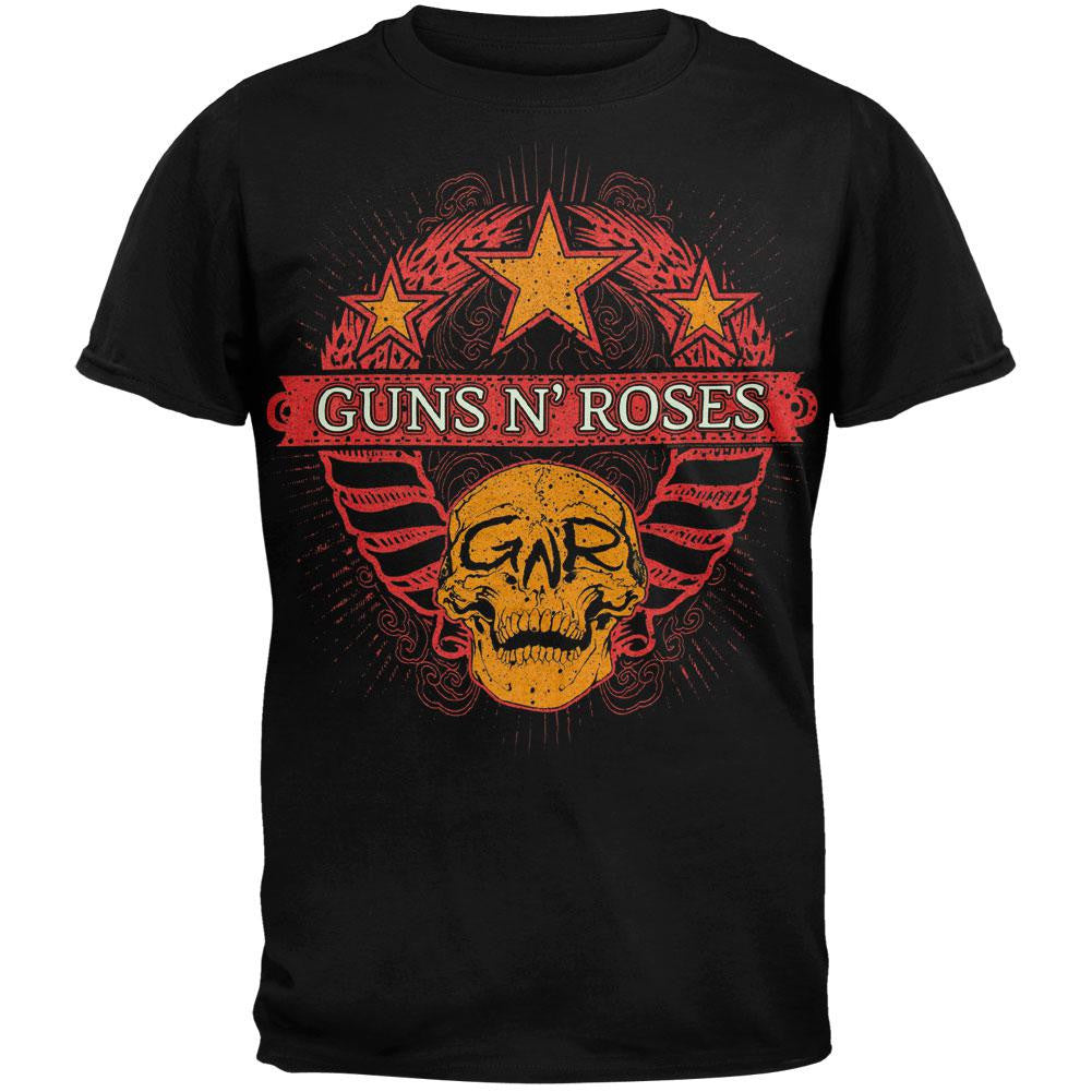 Guns N' Roses - Wheat Skull 2009/2010 Tour T-Shirt Men's T-Shirts Guns N' Roses XL Black 