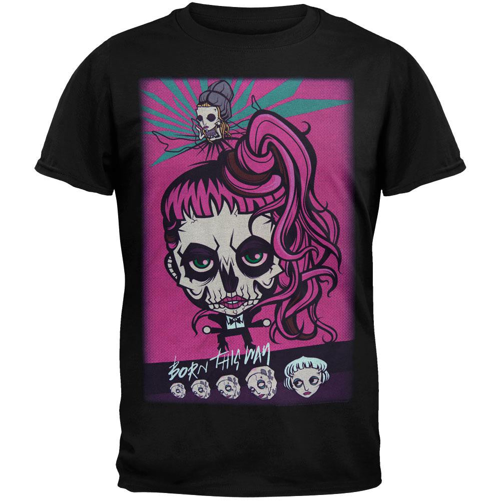 Lady Gaga - Gaga Skeleton Cartoon 2013 Tour Soft T-Shirt Men's T-Shirts Lady Gaga SM Black 