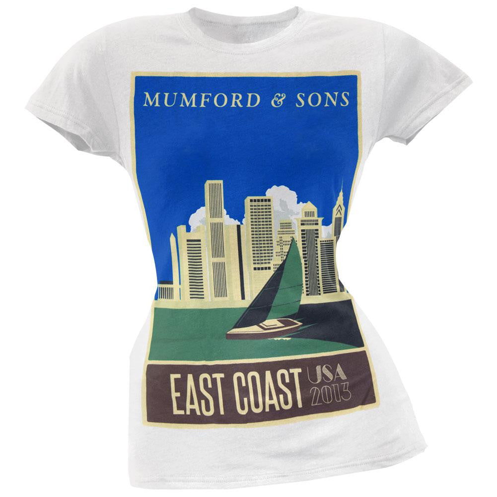 Mumford & Sons - East Coast 2013 Tour Juniors T-Shirt Juniors T-Shirts Mumford & Sons MD White