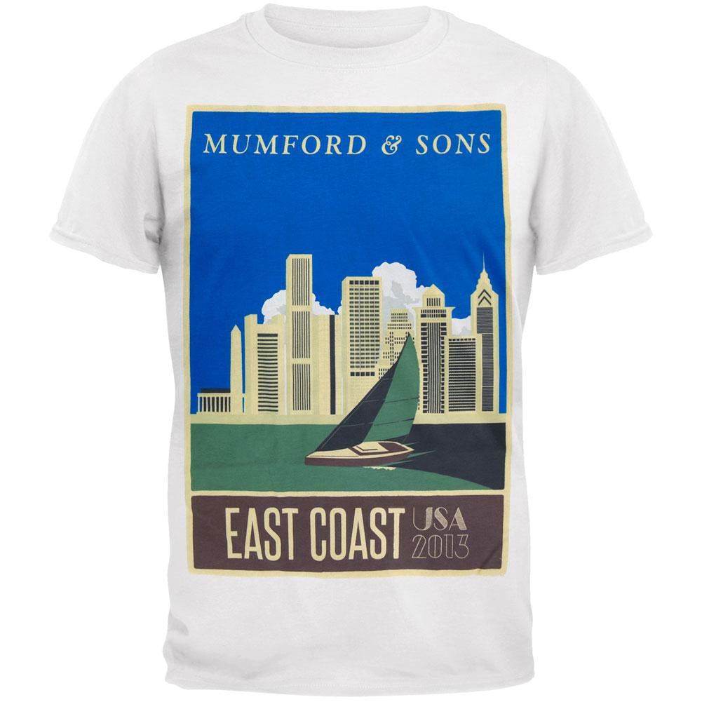 Mumford & Sons - East Coast 2013 Tour Soft T-Shirt Men's T-Shirts Mumford & Sons SM White 