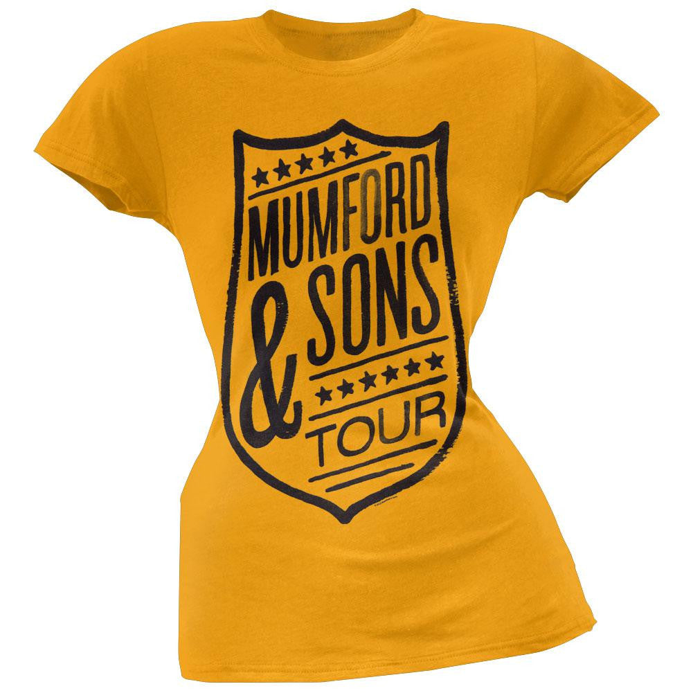 Mumford & Sons - Shield 2013 Tour Juniors Yellow T-Shirt Juniors T-Shirts Mumford & Sons MD Yellow