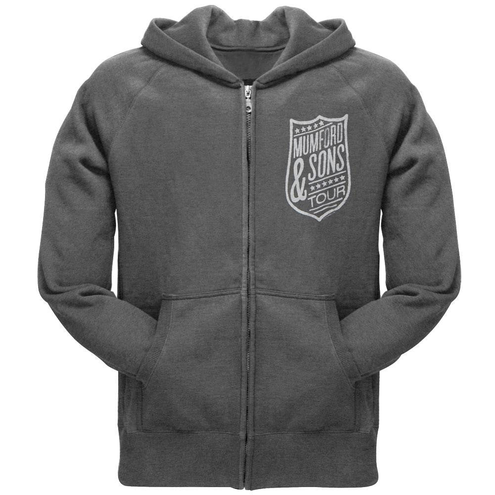 Mumford & Sons - Shield 2013 Tour Soft Grey Zip-Up Hoodie Men's Hoodies Mumford & Sons SM Grey 