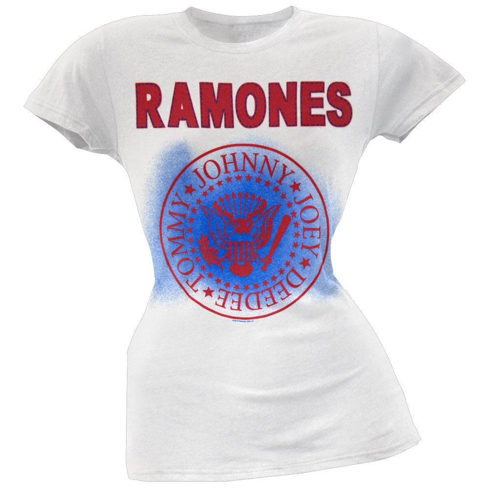 Ramones - Presidential Seal Logo Juniors T-Shirt Juniors T-Shirts Ramones LG White 